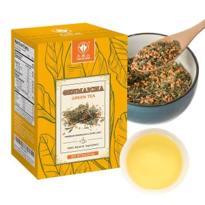 TIAN HU SHAN Genmaicha Green Tea with Roasted Rice Low Caffeine Loose Leaf 8 Ounce Pack of 1