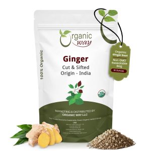 Organic Way Ginger Root Cut & Sifted Zingiber officinale Herbal Tea 100% Raw from India 1LB -16OZ