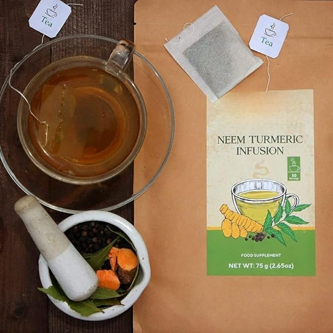 Neem turmeric Herbal Tea infusion with Black Pepper 50 Tea bags - Image 3