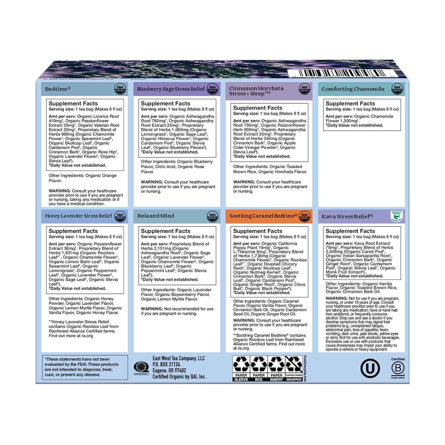 Yogi Relaxation Sampler Box 32 Tea Bags 8 Favorite Herbal Teas for Stress Relief & Sleep Organic & Caffeine Free - Image 3