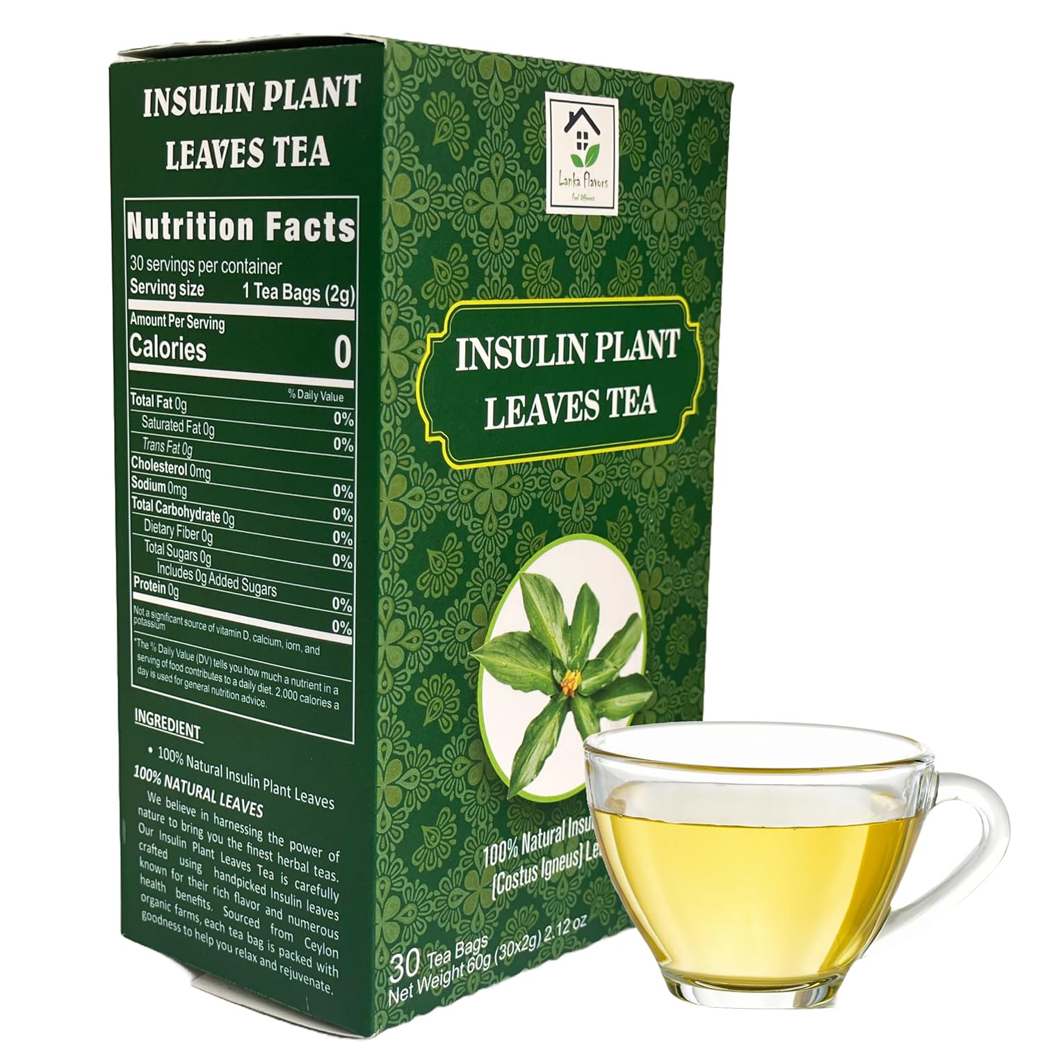 Dried Insulin Plant Leaves Tea Costus Igneus Herbal Tea 30 Tea Bags - Image 5