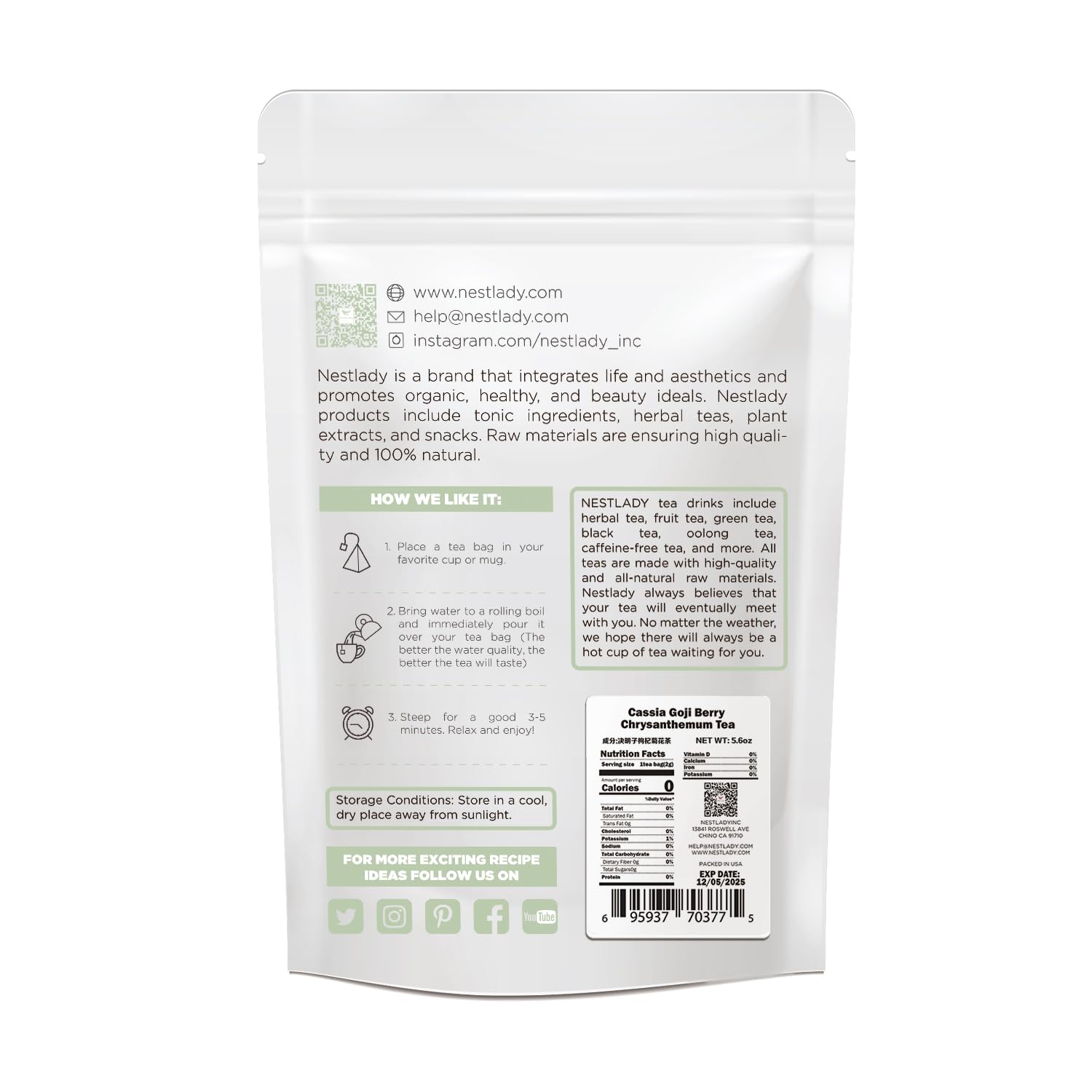 NESTLADY Dandelion Wolfberry Tea Bags Natural Kidneys & Liver Health 20 Bags - Image 6