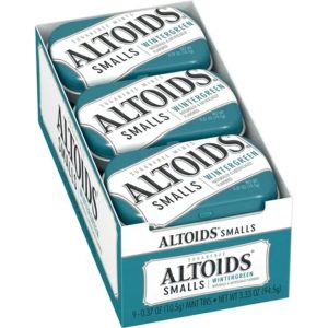 ALTOIDS Smalls Wintergreen Breath Mints Hard Candy, 0.37 oz Each, Pack of 9