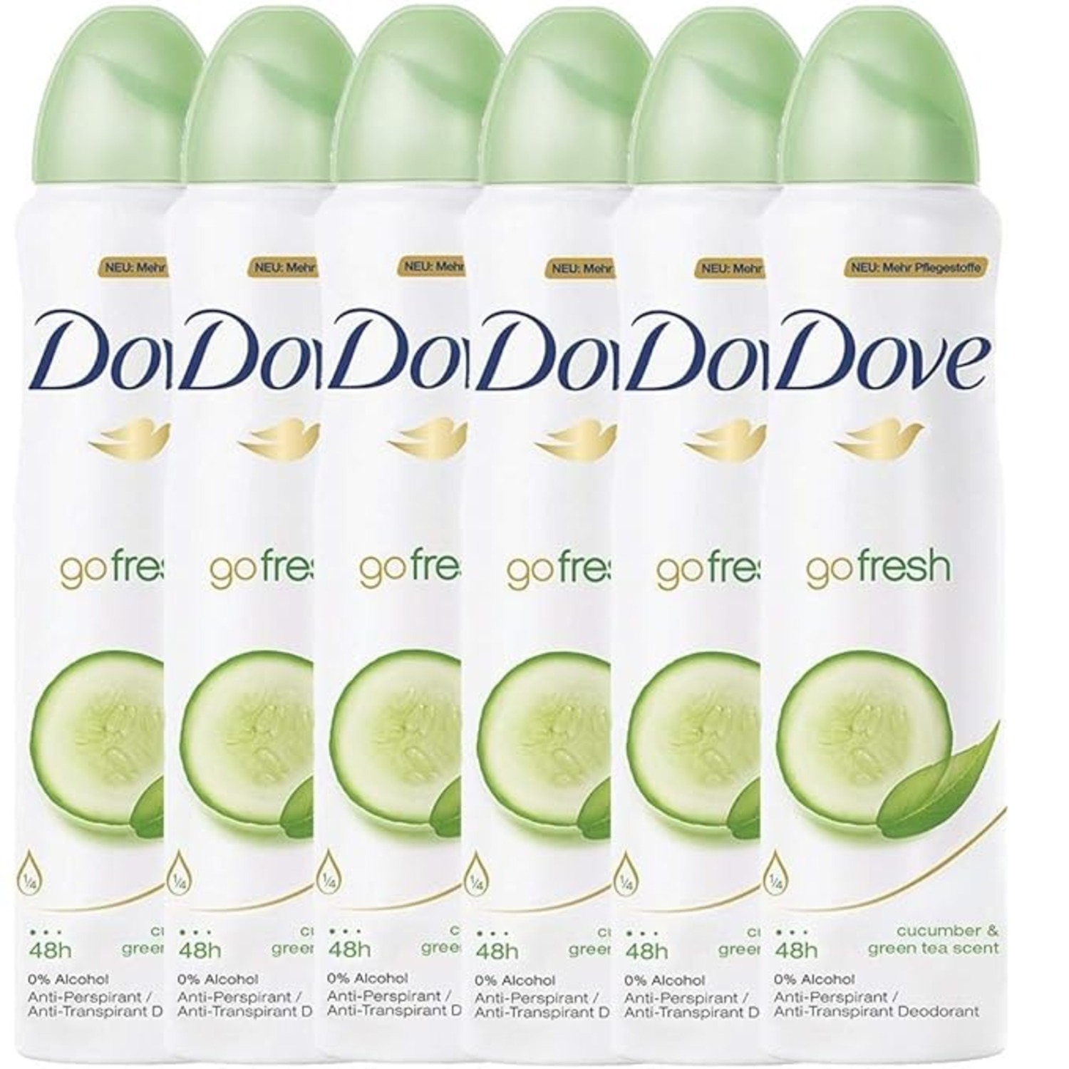 DOVE Go Fresh Cucumber & Green Tea Deodorant Spray, 5.07 Fl Oz (150 ml) each, Pack of 6 - Image 2