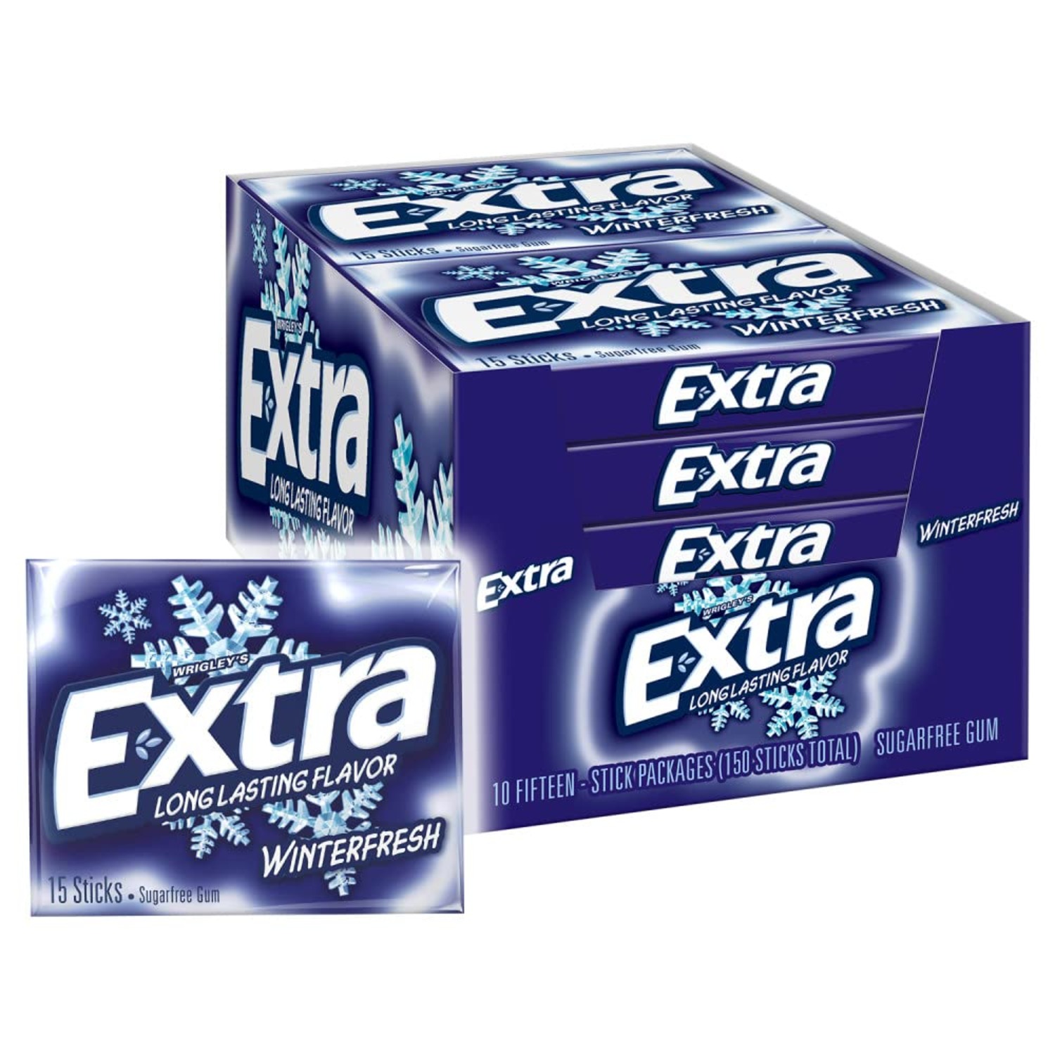 Extra Winterfresh Sugarfree Gum, 15 Count Per Pack, 0.76 Each, Pack of 10 - Image 2