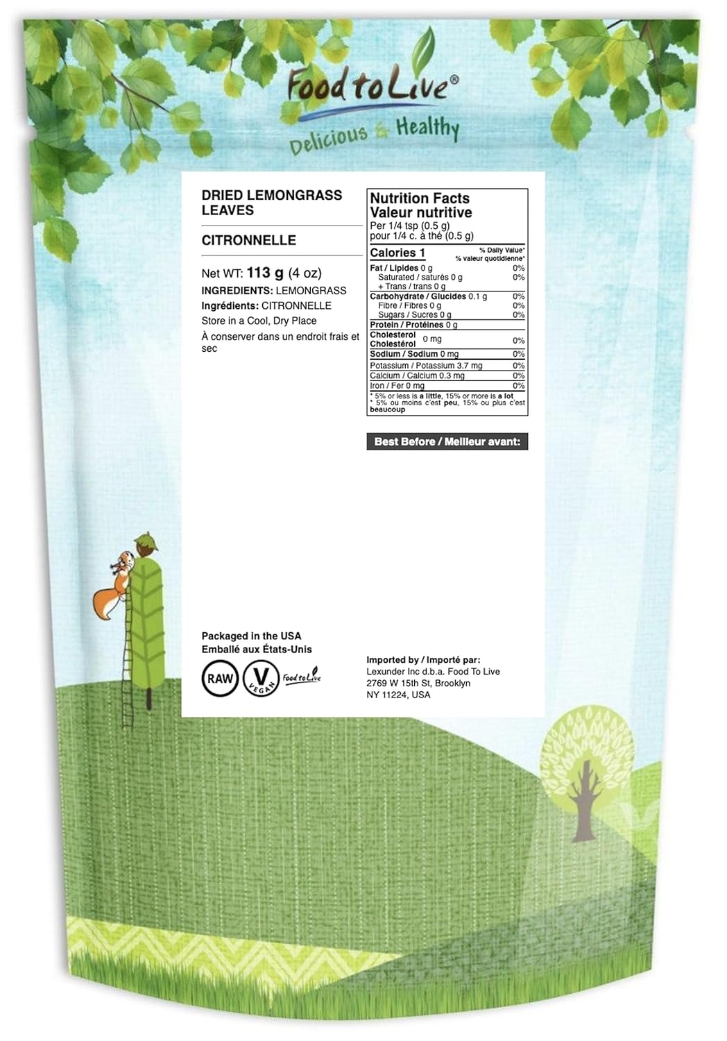 Food to Live Dried Lemongrass Leaves 4 Ounces Cut Lemon Grass Herb Perfect for Herbal Tea - Image 3