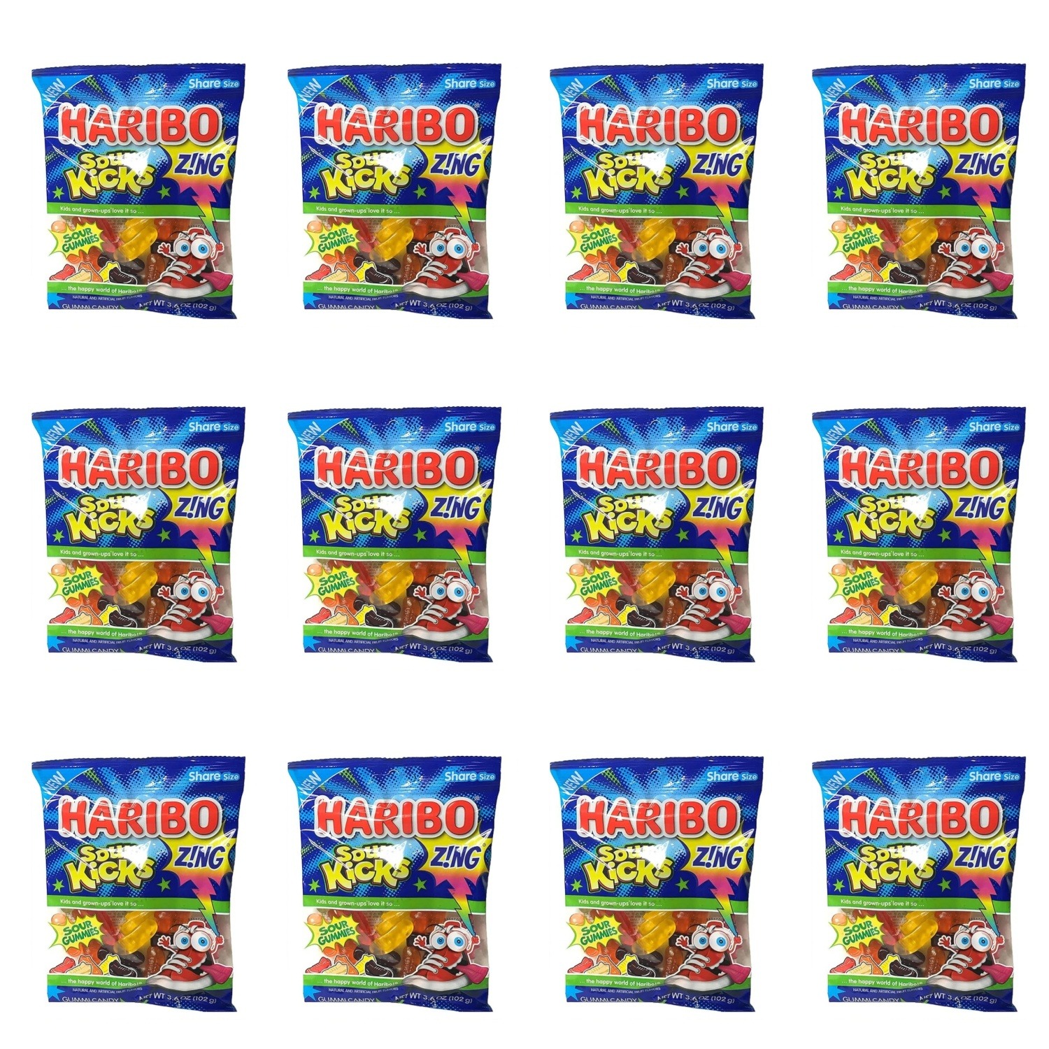Haribo Gummi Candy, Sour Kicks Gold-Bears, 4 Oz Each, Pack of 12 - Image 2