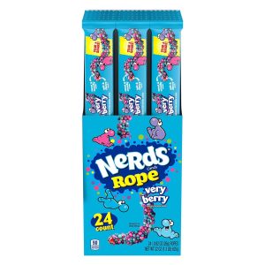 Nerds Rope Candy, Very Berry Flavor, 0.92 Ounce Ropes, Pack of 24