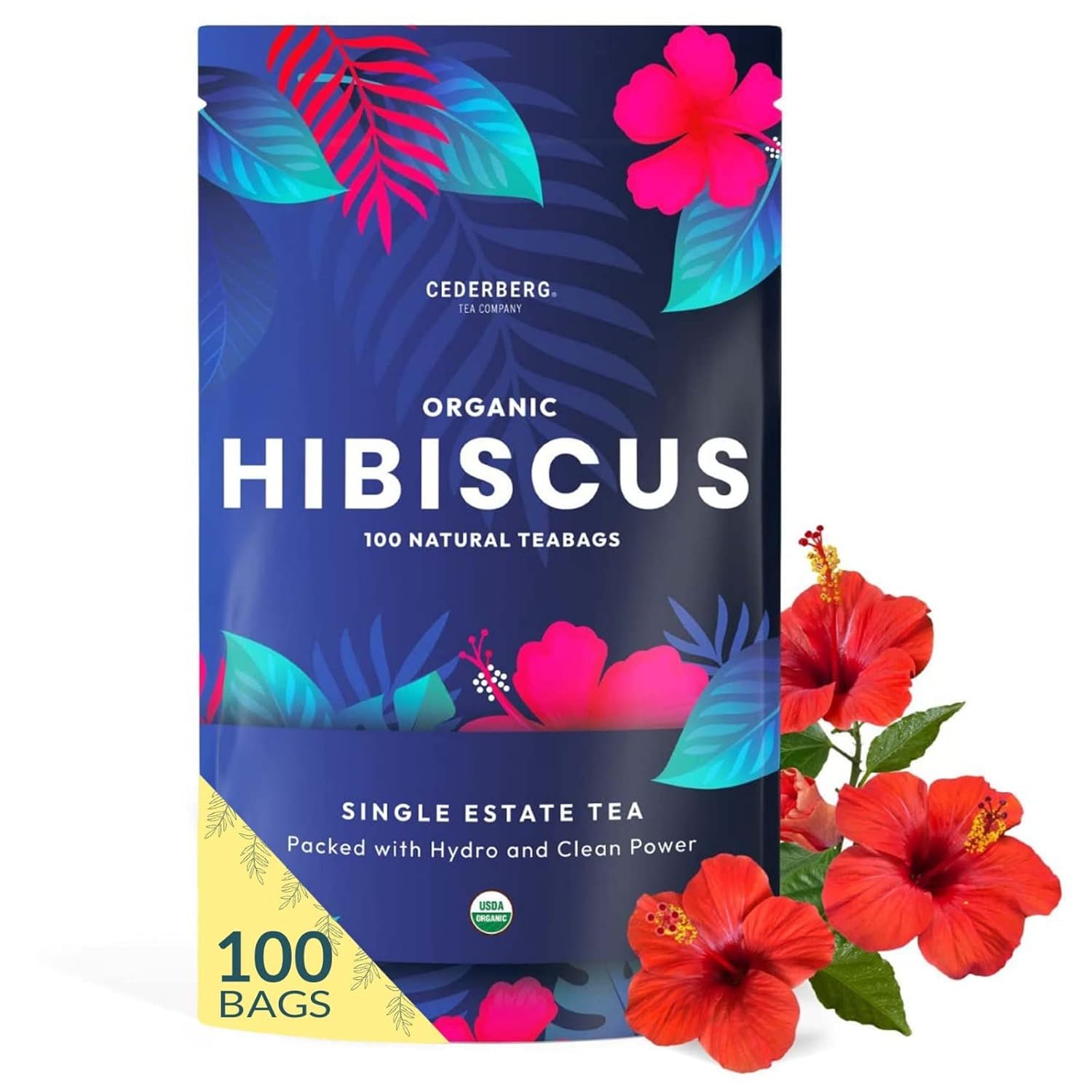 Organic Hibiscus Tea 100 Tea Bags Non-GMO Caffeine Free Tea With Zero Sugar - Image 2
