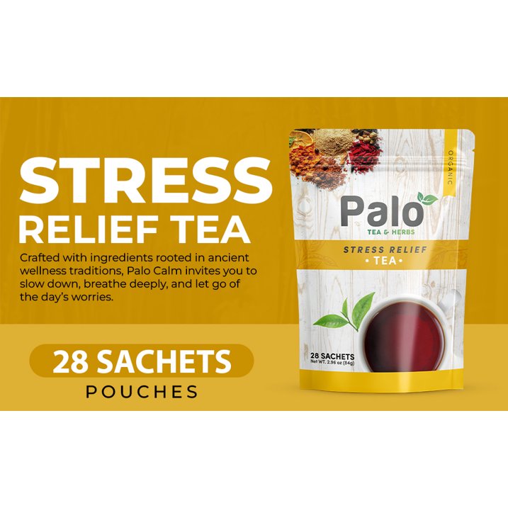 Palo TEA & HERBS Stress Relief Tea Herbal Tea Blend for Relaxation & Calm 28 Sachets - Image 7