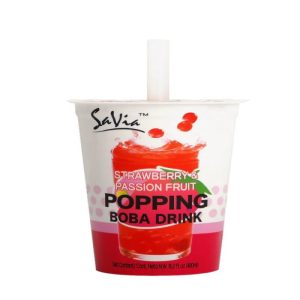 Savia Strawberry & Passion Fruit Popping Boba Drink 480ml/24pk