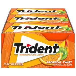 Trident Tropical Twist Sugar Free Gum, 14 Pieces