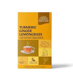 Turmeric Ginger Lemongrass Tea Bags Herbal Blend 30 Tea Bags