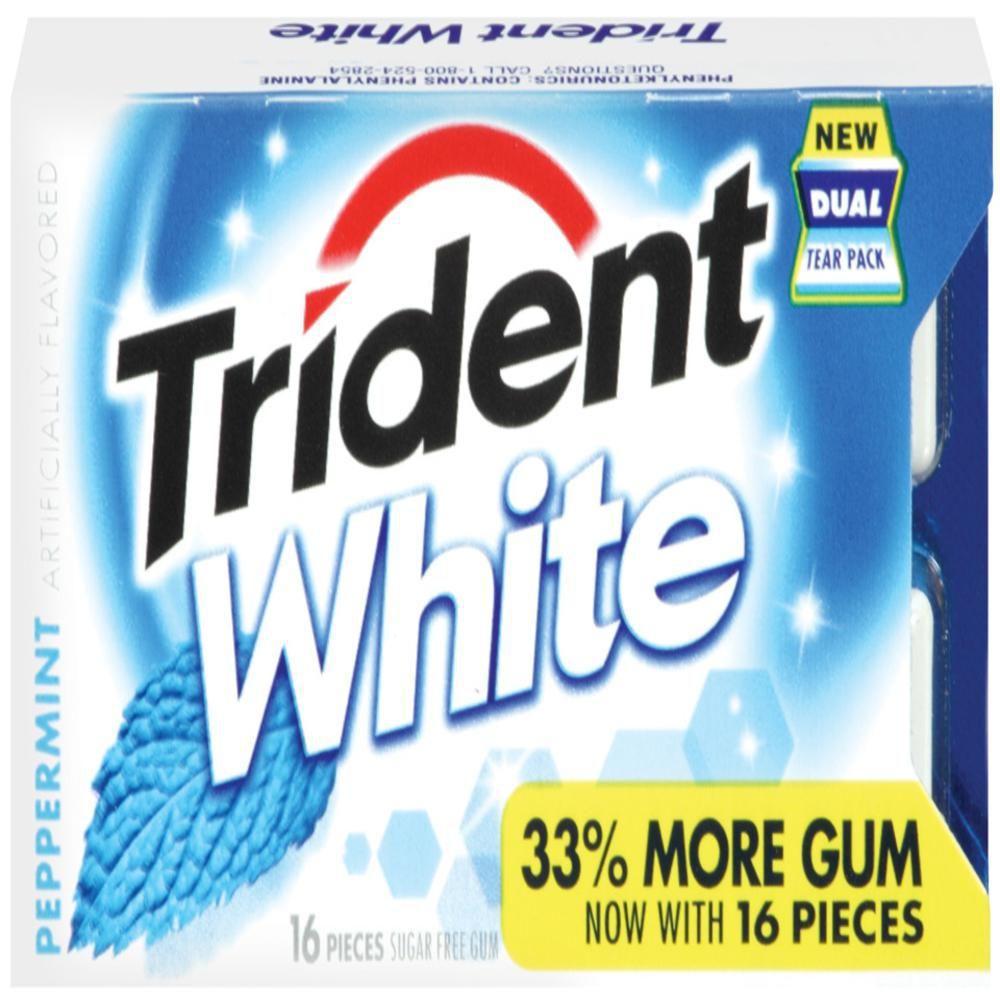 Trident White Peppermint Sugar Free Gum 9 Count 16 Piece Package - Image 2