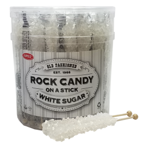 Espeez White Rock Candy On a Stick Jar 36 ct 6.5 “